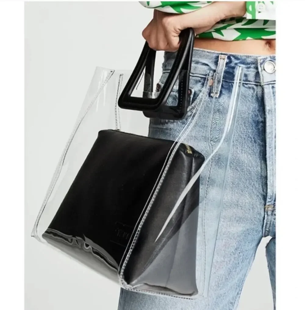 Staud Clear PVC Shirley Tote Top Handle Transparent Casual Summer Resort Chic